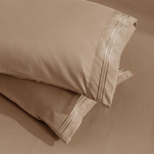 Aormenzy Microfiber Pillow Cases, King Size, Taupe, Set of 2