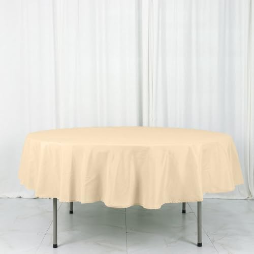 Tableclothsfactory 90 Inch Beige Round Tablecloth - Linens Polyester