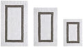 TRP Tufted Cotton White Gray Bathroom Rugs Sets 3 Piece