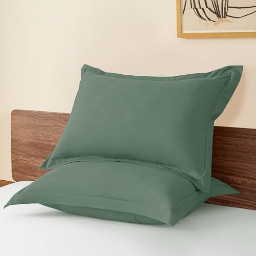 King Pillow Shams Set of 2 Sage Green Pillow Shams Soft Microfiber
