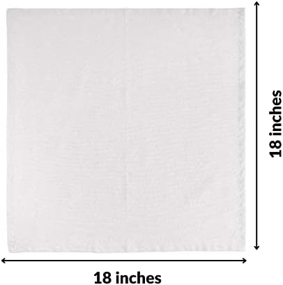 FINGERCRAFT Cloth Napkin, Cotton Linen, Set of 12, 18x18 inch, White