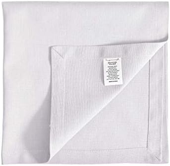 FINGERCRAFT Cloth Napkin, Cotton Linen, Set of 12, 18x18 inch, White