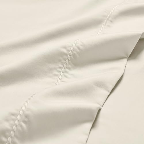 SUPERIOR Cotton Blend 600 TC Embroidered Hem Bed Sheets, Split King