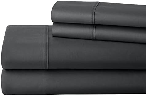 4-Pcs Bed Sheet Set Dark Grey King Fits Upto 16'' Deep Pocket