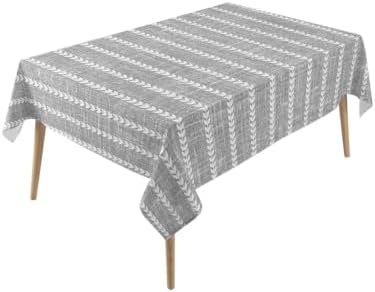 Light Grey Linen Rectangle Tablecloth 60 x 120 Inches Modern Farmhouse