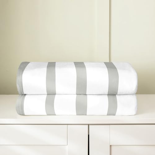Minimalist Gray and White Stripe Flannel Blanket Twin 60x80 Inch