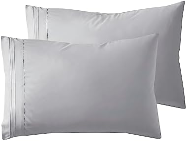 Nestl Light Grey Pillow Cases Queen Size Set of 2, Soft Queen Pillow