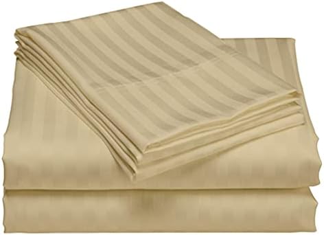 USA Full Sheet Set in Taupe Stripe 600 Thread-Count 100% Egyptian Long
