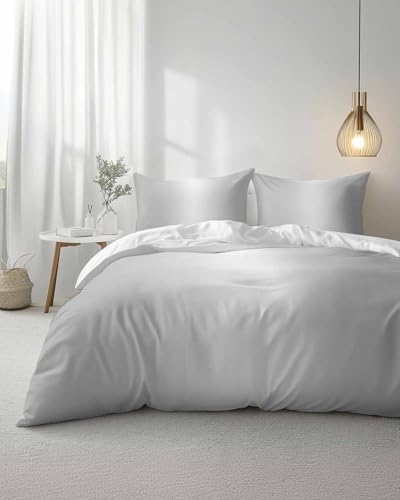 Duvet Cover Set Queen, Abstract Gray Gradient Style 3 Piece Bedding