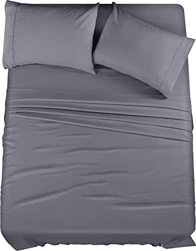 King Cotton Bed Sheet Set, Dark Grey, 4-Pcs, 16'' Deep Pocket