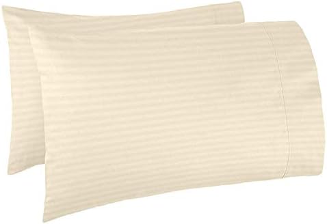 5 PCs Duvet cover set Western King Size Cream/Ivory Stripe 400 Thread