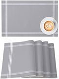 Placemats Set of 8 for Dining Table, Solid Color Gray Washable