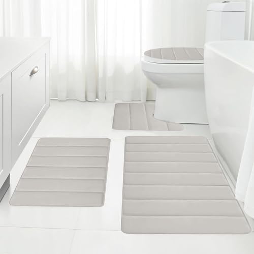4 Pieces Sets Bathroom Rugs Toilet Mats Memory Foam Bath Mat Set Water