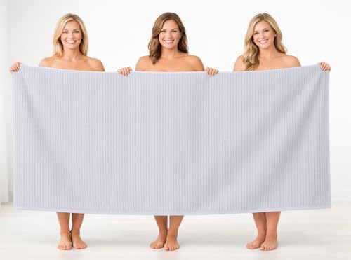 DAN RIVER Ribbed Extra Large Bath Sheets Pack of 2, 35 x 70 Inches