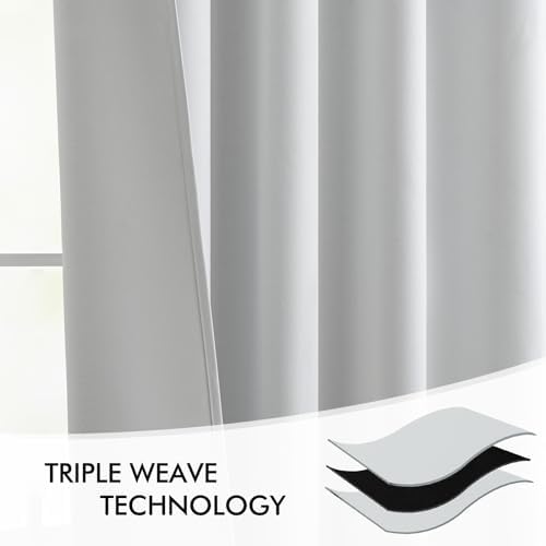 MIULEE Greyish White Back Tab Blackout Curtains 52x63 Inches Long 2