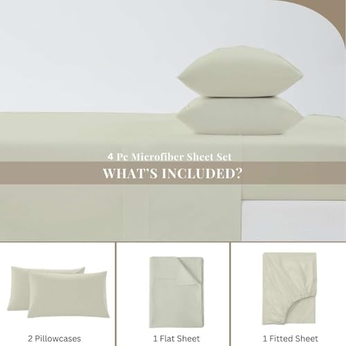 Luxury 4 Piece 3/4 Full Bunk Sheet Set, Ultra Soft Microfiber Sheets
