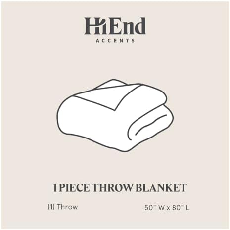 HiEnd Accents Ruched Rabbit Double-Sided Cream Oversized Throw, 50x80