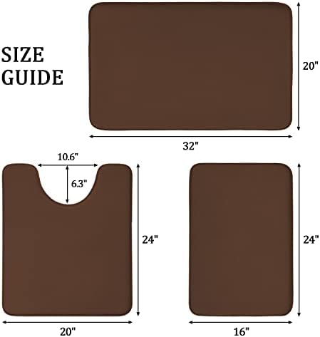 YIHOUSE Bathroom Rug Sets 3 Piece, Memory Foam Bath Mat, Non Slip