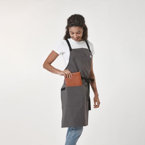 Cotton Cross Back Apron for Women with Pockets 4106JC