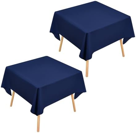 Wolkemer 2 Pack 60x60 Inch Square Tablecloth Washable Navy Table Cloth