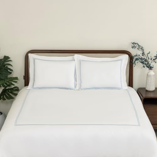 Dreamology White Duvet Cover Queen 100% Cotton Embroidered 3 Pieces