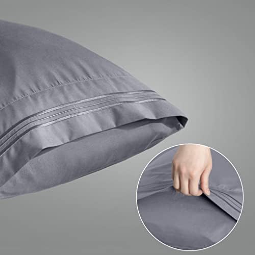 Aormenzy Microfiber Pillow Cases, Queen Size, Grey, Set of 4