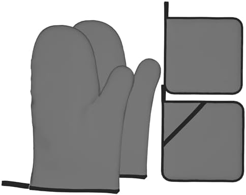 4Pcs Oven Mitts and Potholders, Modern Minimalist Dusty Grey Oven