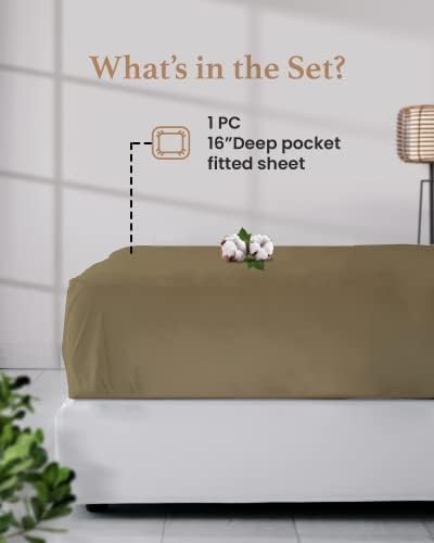 100% Egyptian Cotton Queen Fitted Sheets, 1000 Thread Count - Taupe