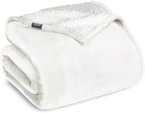 Bare Home Sherpa Fleece Blanket (King, Antique White)