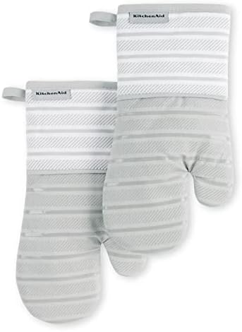 KitchenAid Albany Oven Mitt 2-Pack Set, Matte Grey, 7"x13"