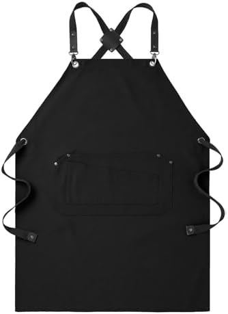 1 Piece Chef Apron For Men And Women With Large Pockets, Cotton Canvas