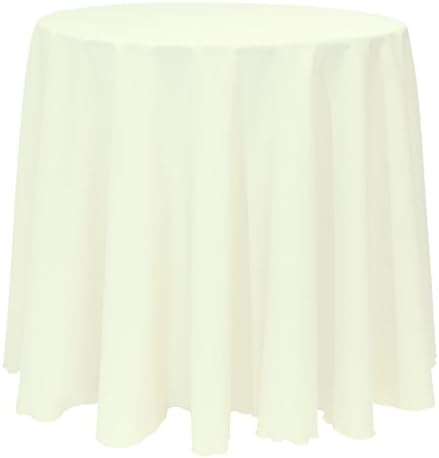 Ultimate Textile 90-Inch Round Polyester Table Cover, Ivory, 5 Pack