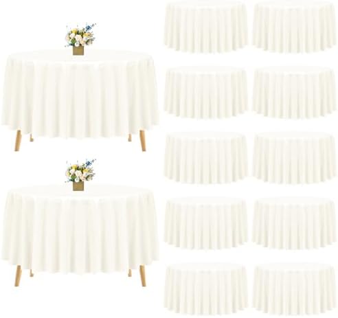 Pesonlook 12 Pack Ivory Round Tablecloth 90 Inch Circular Tablecloth