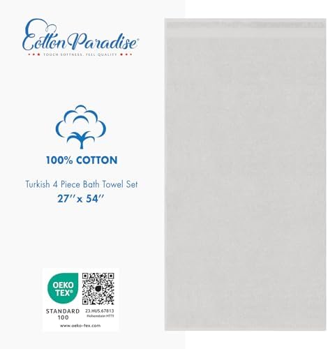 Cotton Paradise 100% Cotton Turkish Towel Set, Soft Absorbent Quick