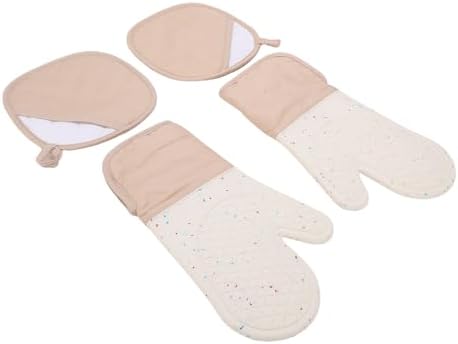 GLOGLOW Oven Mitts Pot Holders Set, 2pcs Non Slip Silicone Kitchen