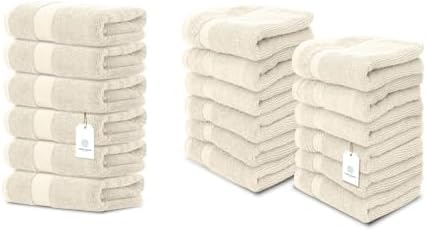 White Classic 6 Luxury Ivory Hand Towels 16 x 30 and 12 Ivory