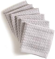 DKNY Quick Dry 100% Cotton Towels, 6 Pack Washcloths - 12 x12, Grey