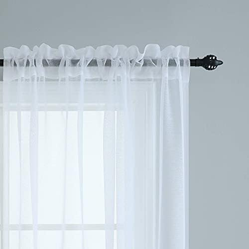 Pitalk White Sheer Curtains 108 Inches Long for Living Room 2 Panel