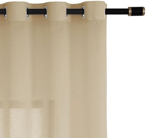 Fcosie Natural Flax Linen Textured Sheer Curtain 54 inches Length
