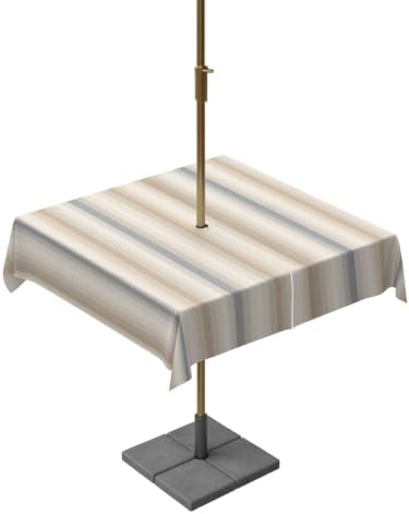 Brown Gray Striped Outdoor Tablecloth 60"x60" Square Tablecloth with