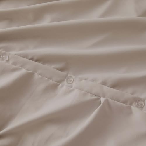 Clara Clark Taupe Duvet Cover King Size 3 Piece Pintuck Comforter