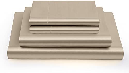 Vonty Satin Queen Taupe Sheets, Fitted + Flat + 2 Pillowcases
