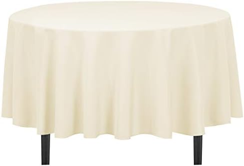 LinenTablecloth 90-Inch Round Polyester Tablecloth Ivory