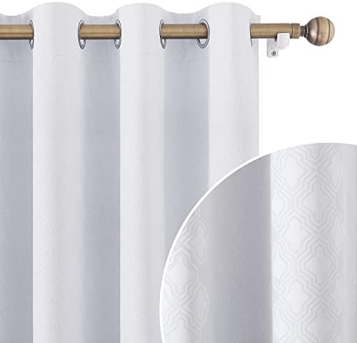 HOMEIDEAS Greyish White Blackout Curtains 52 x 108 Inch Geometric