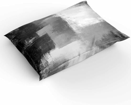 Duvet Cover Set Queen, Vintage Gray Color Block Texture 3 Piece