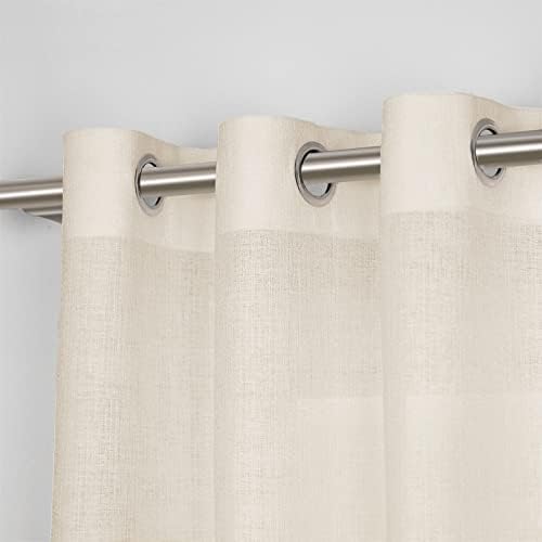 Melodieux Natural Beige Semi Sheer Curtains 84 Inches Long for Living
