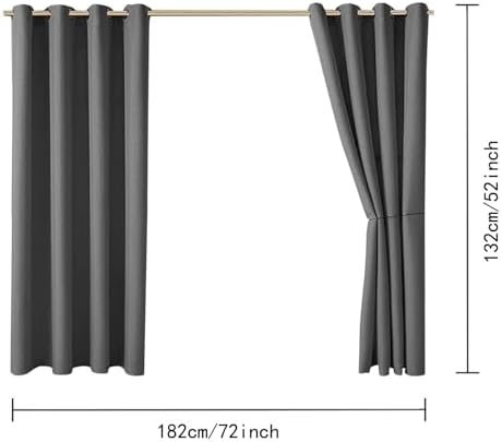 Blackout Curtains for Living Room 72 Inch Length 1 Panel Grommet Gray