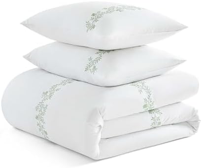 Martha Stewart - Queen Duvet Cover Set with Shams, Cotton Percale