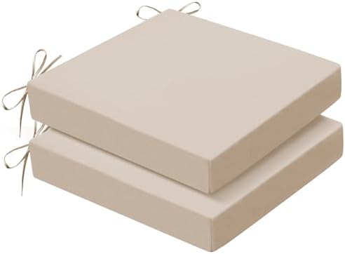 Outdoor Chair Cushions Set of 2, 19x19x3 Inch Waterproof & Fade
