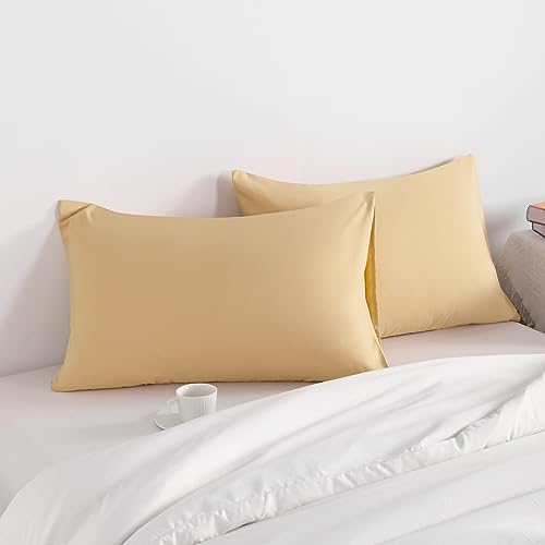 NTBAY Standard Microfiber Pillowcases, Set of 2, Light Taupe